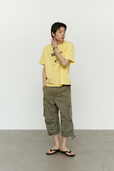 ヴィンテージ ミリタリー カプリ カーゴパンツ(Washed Khaki)