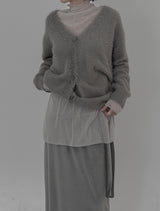 Loose-fit V-neck fur cardigan