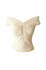 Claire Off-Shoulder Shirring Ribbon Top