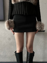 Brushed.ver Four Seasons Low Rise Banding Mini Skirt (Black)