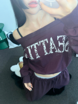 HIP PRINTING LETTERING オフショルダースウェットシャツ💟💙🩶4COLOR