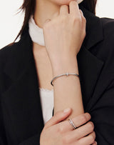 26SS★ [Premium Plating] H-Link AB(W) Single-Line Pave Bangle
