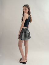 Striped Mini Skirt_Charcoal