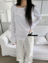 Cloud Draw Deck Shirring Team Long Sleeve T-Shirt (4 Colors)