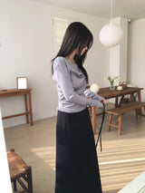U スリット レイヤード ロング スカート
