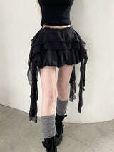 1461. Frill ruffle long chiffon layered cover sk (2color)