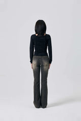 LISE SHIRRING TOP / BLACK
