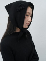 handmade knit flower brooch set - black
