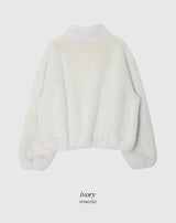#Elegant Hairy Crop Zip-up Fur Jacket (2color)