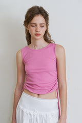 Shirring sleeveless top_pink