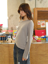 EYELET OFF SHOULDER L/S SAND