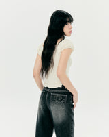 DEAR SHIRRING BUTTON TOP (CREAM)