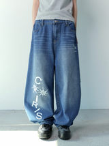 デーモンサイドダーティーロゴデニムバンディングパンツ UNISEX