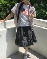トディピンタックレースフレアバックバンドミディスカート