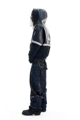 Reflective Leather Panel Jacket