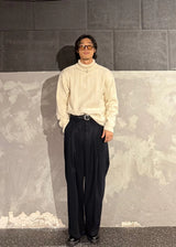 High-Neck Cable Half-Zip Up Knit 6COLOR