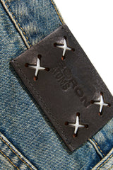 Distressed Washed Whisker Flared Jeans