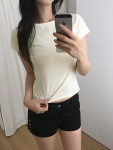 シルケット ボートネック Tシャツ