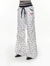 BETWEENANDx sunonebird a joint name summer double waist white full printed overalls leisure elongation ratio.