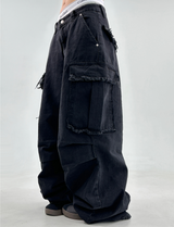 VINTAGE FRAY POINT DENIM💚🖤 - OVERFIT PANTS