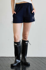 RIBBON JERSEY TRACK MICRO SHORTS / NAVY