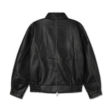 Curved leather jacket