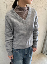 ヒルミフカラーウールVネックニット