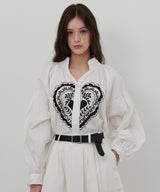 ハートプリントボリュームシャツ [WHITE]