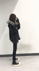 [MADE] FLEECE FUR MILITARY CAMO HOOD