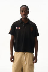 Washed Knit Embroidered Polo Tee
