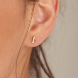Glam Square Stone Setting Stud 925 Silver Earring E037-01G