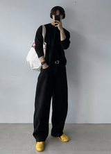 アーロンモーデンエッセンシャルセミクロッピードロングスリーブTシャツ