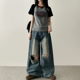 ロックレットカラーラグラン半袖Tシャツ