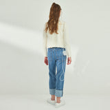 RIBBON PUNCHING CARDIGAN_CREAM