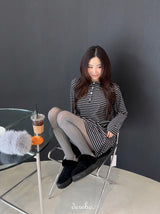 wool fleece stripe strap pumpkin dress
