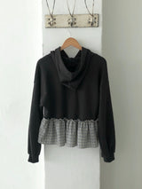 Plaid Frill Hoodie Tee