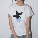 ミックススターエンジェルパッチTシャツ(ホワイト) F25QB117