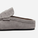 Suede Loafer Slides Gray