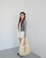 Long furry hair bag _ ivory