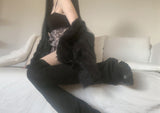 Katsumi Loose-Fit Fur Cardigan (Black)