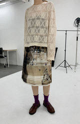 クロシェレースブラウスTシャツ (Beige)