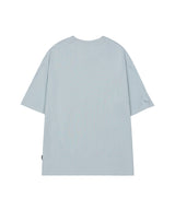 Kitsch Stamp Pintuck Overfit T-shirt - GRAYISH BLUE
