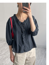 Frill V-neck Three Quarter Blouse