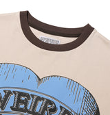 ハートグラフィックリンガーTシャツ（青