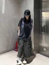 vintage washed cargo bermuda pants