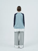 patched raglen t-shirts / sky