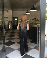 Back stud boots cut pants