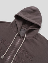No.0998 pigment embro hood zip-up