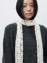 handmade crochet muffler - ivory      