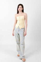 Button Sleeveless Top Yellow
